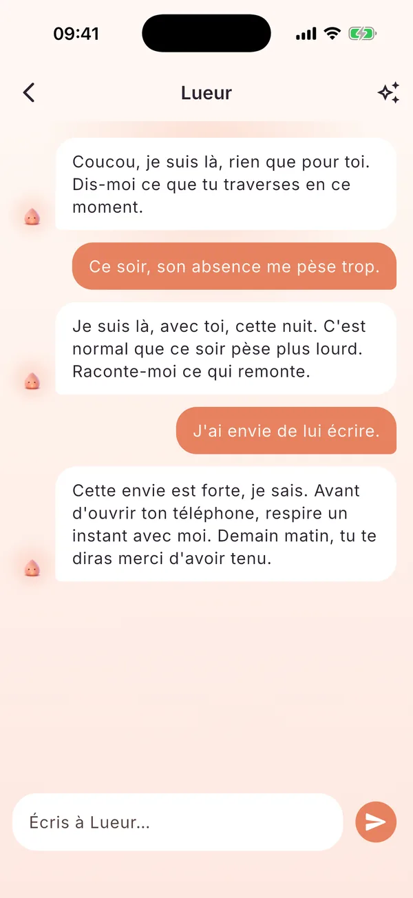 Conversation avec Lueur, le compagnon IA de Rupture